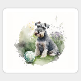 Miniature Schnauzer Watercolour Painting Sticker